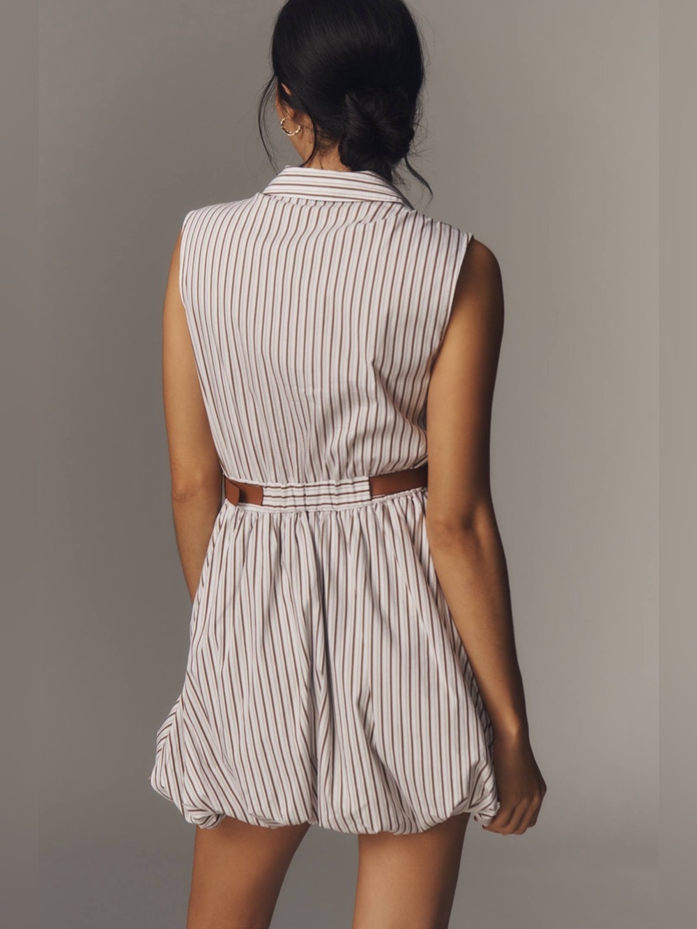 Maeve Belted Bubble-Hem Mini Shirt Dress | size small - Picture 7 of 9